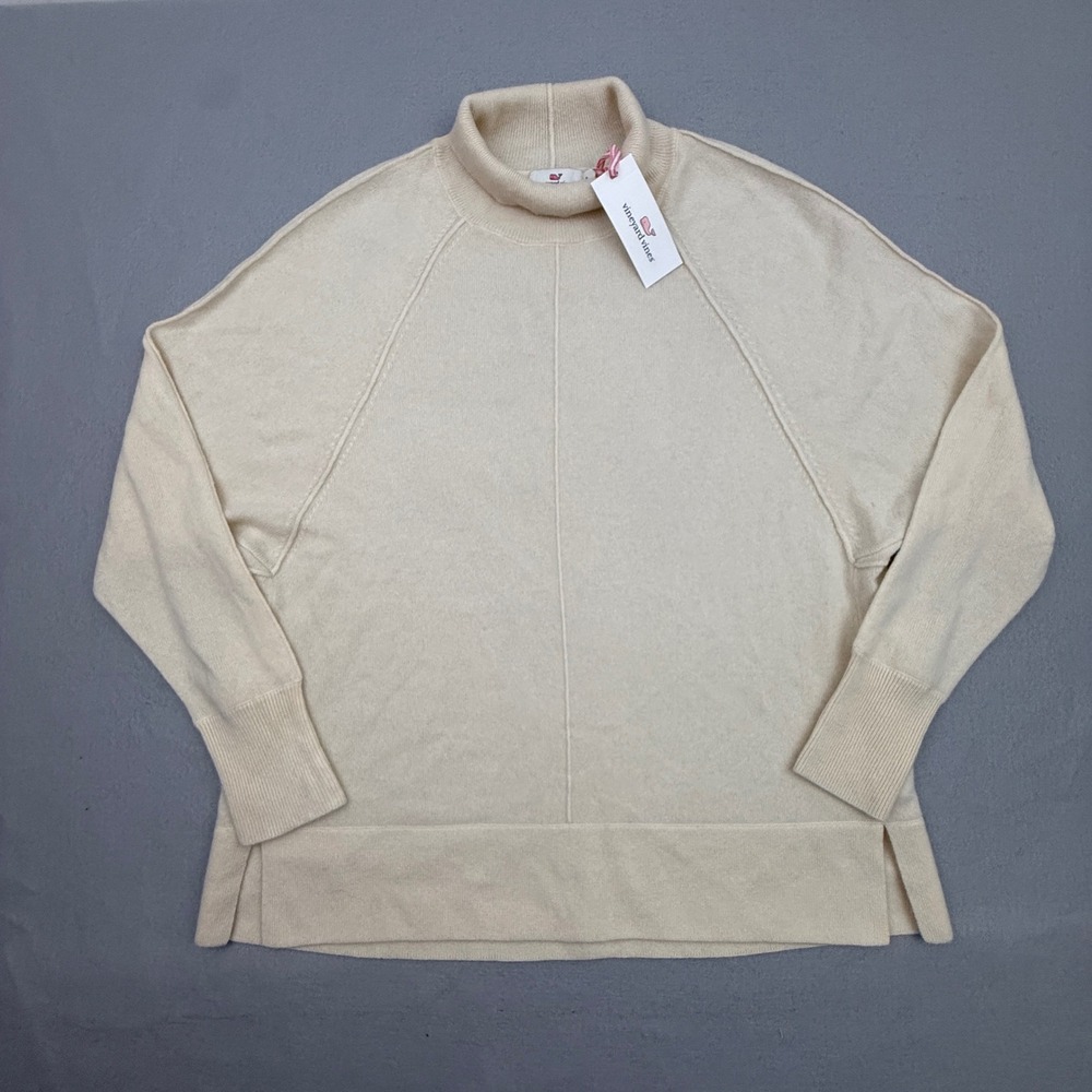Vineyard Vines Sweater Womens Small Frost White Cashmere Turtleneck Pullover